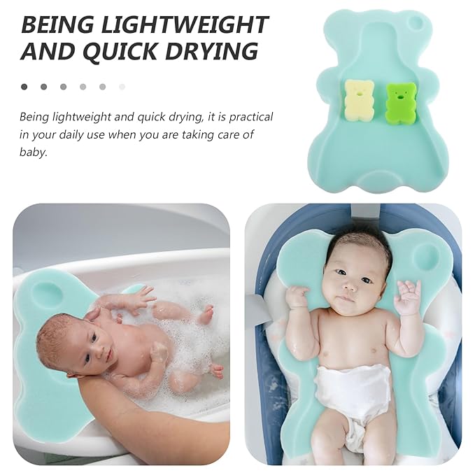 Totority Baby Bath Seat Newborn Bath Sponge Mat Soft Breathable Non Slip Infant Pad for Tub and Sink 19.68X11.81X1.57In Machine Washable Cushion