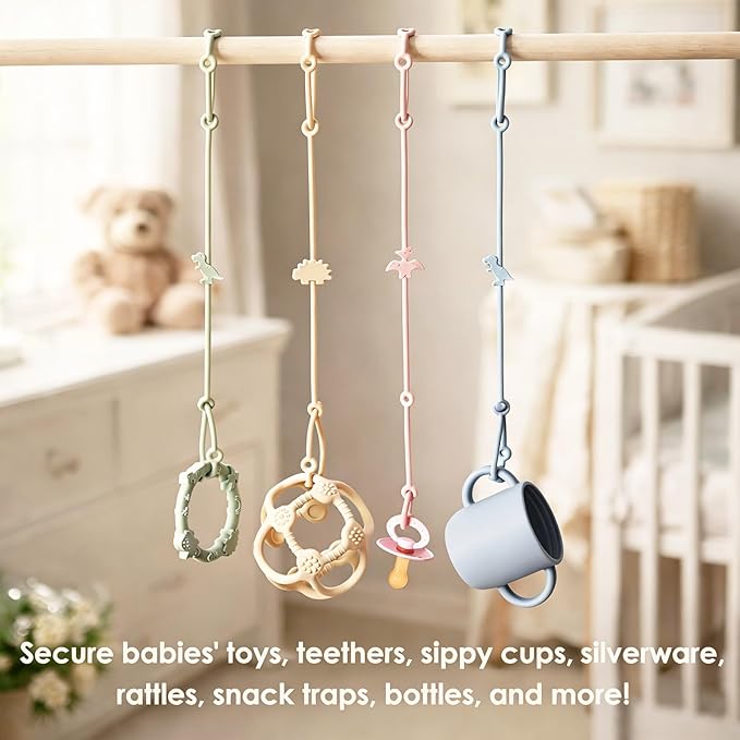 Andy Bear Toy Straps for Baby Toy Safety Straps Silicone High Chair Toy Straps Toddler Bottle Straps for Strollers, High Chair, Cribs, Car Seat, Stroller Accessories Baby Blue