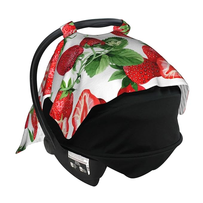Strawberries Car Seat Covers Canopy for Baby Nursing Cover Breastfeeding Covers Infant Stroller Cover for Newborn Shower Gift
