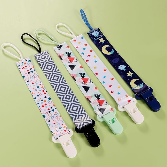 12 Pack Minimalist Neutral Baby Pacifier Clip, Modern Simple Design Pacifier Holder, Unisex for Boys Girls, Secure Clip, Stylish Baby Gift (Multicolor E 25.5cm)