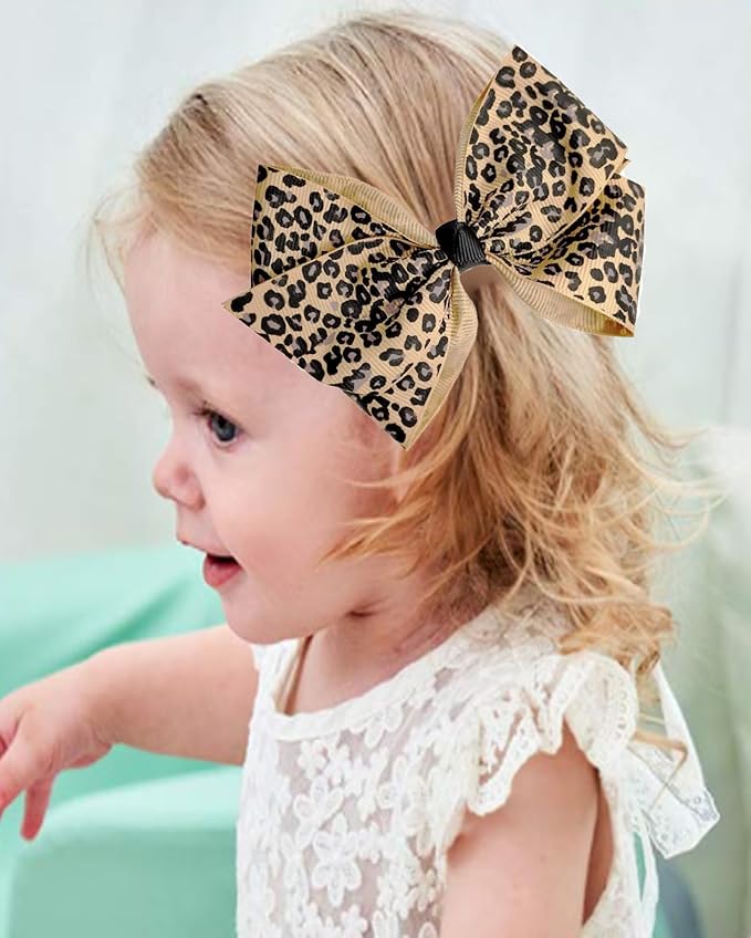 Baby girls leopard hair bow Clips Pin,leopard print bow hairpin for women(FD62-(Leopard B)