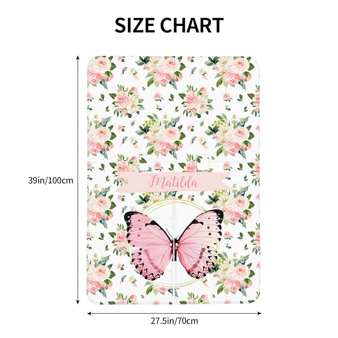 Personalized Baby Car Seat Canopy for Babies with Name, Custom Butterfly Stroller Car Seat Covers for Girls, Minky Nursing Carseat Cover for Breastfeeding, Car Seat Canopies for Newborn