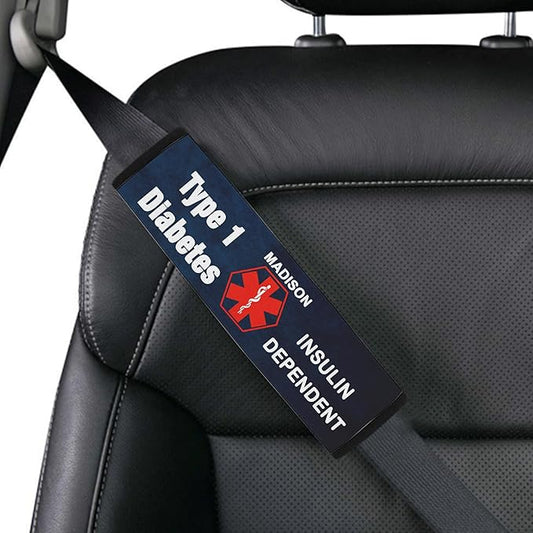 Type 1 Diabetic Custom Size Medical Alert Car Seat Belt Cover for Adults Girls and Boys Safety Seatbelt Belt Strap Shoulder Pad for a More Comfortable Driving 66