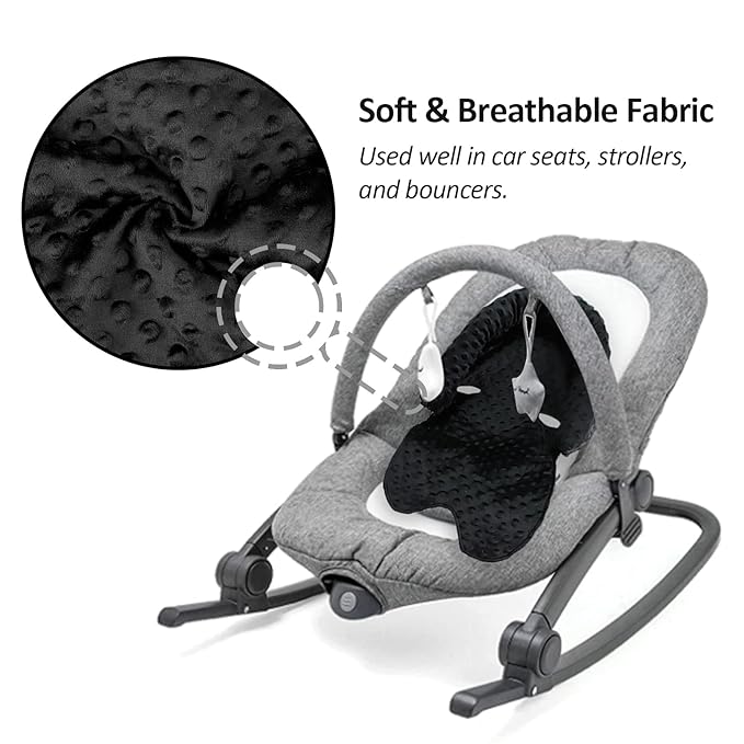 Pea Pod Infant Carseat Insert Baby Car Seat Head and Body Support with 2 Strap Covers, Ultra Soft Warm Minky Dot Fabric Backing, Baby Essential for Newborn, Black