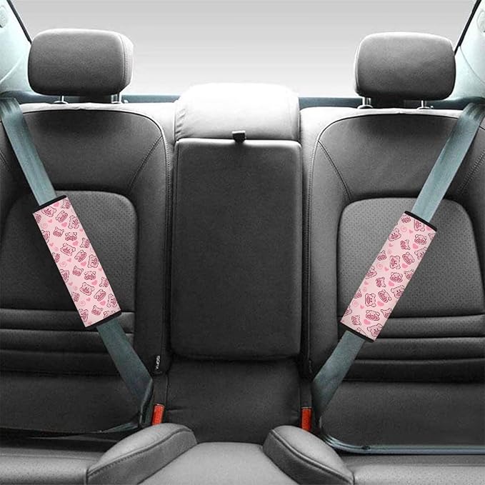AFPANQZ Cartoon Pigs Seat Belt Cover Pads 2 Packs Comfortable Driving Shoulder Protectors Vehicle Safety Seatbelt Pads Soft Comfort Cushion Car Seats Accessories Backpack Strap Pad Pink