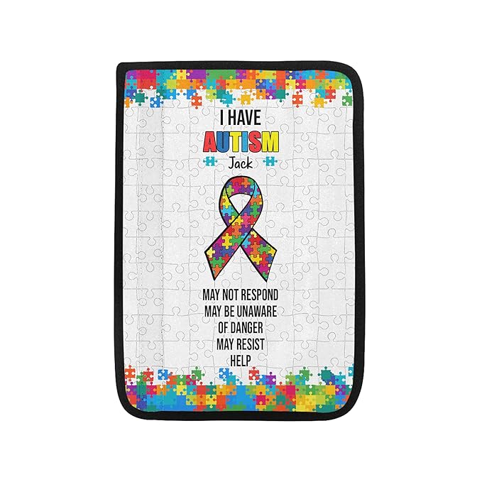 I Have Autism Colorful Ribbon Personalized Name Autism Awareness Seat Belt Covers Special Need Autistic Car Seat Belt Covers for Boys Medical Alert 23