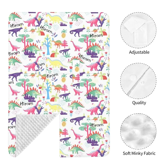 Personalized Dinosaur Baby Car Seat Cover for Boys, Customized Baby Name Carseat Covers, Opening Nursing Cover Breastfeeding Scarf for Infant, Stroller Canopy Carseat Canopies for Newborn