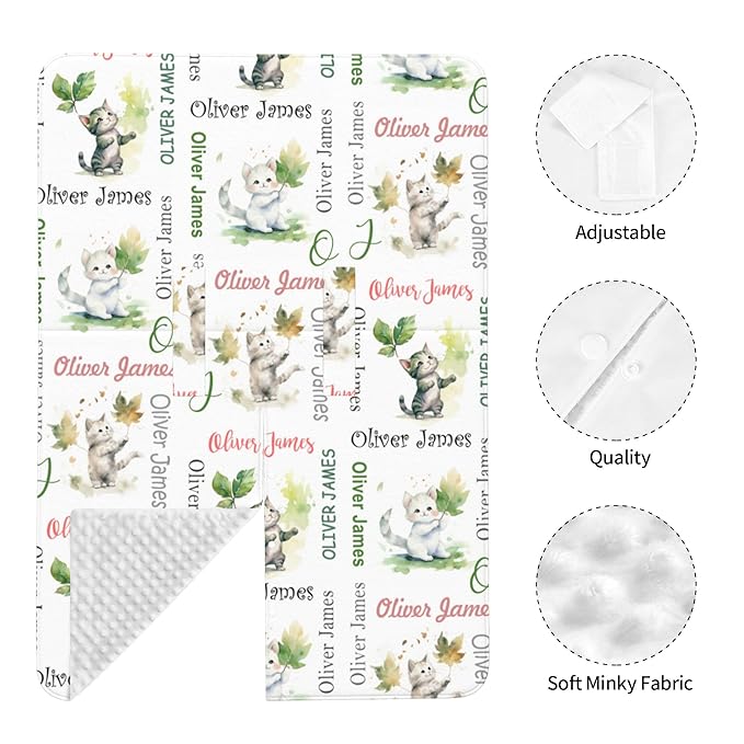 Custom Baby Car Seat Canopy Personalized Car Seat Covers with Name for Baby Boys Girls Customized Cat Nursing Breastfeeding Cover Infant Carseat Canopies Newborn Minky Baby Blanket
