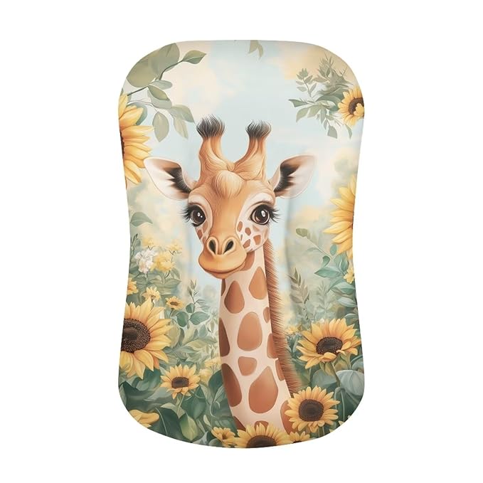Giraffe Baby Lounger Cover Fall Sunflower Gifts for Boys Girls 31.5'' x 21.3'' Snuggle Me Covers Fits Most Loungers Newborn Infant Nest Slipcover Soft and Comfortable