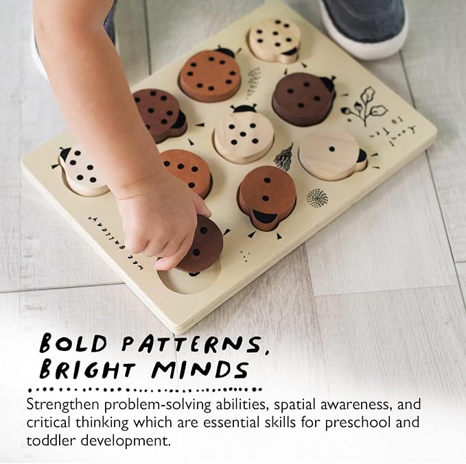 Wee Gallery Wooden Puzzles for Toddlers 1-3 – Count to Ten Ladybugs Toddler Puzzle, Puzzles for 1 Year Old & Up, Wooden Toddler Puzzle for Fine Motor Skills & Early Number Learning