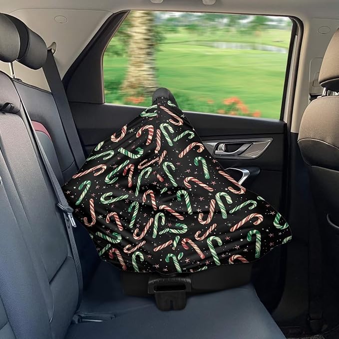 AFPANQZ Christmas Candy Car Seat Covers for Babies Stretchy Lightweight Extra Soft Nursing Cover Breastfeeding Shield Carseat High Chairs Gender Neutral Shopping Carts
