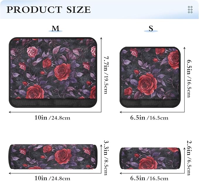 CHIFIGNO Red Roses Purple Leaves Seat Belt Covers Pack of 2 Soft Car Seatbelt Covers Shoulder Strap Covers for Car Bag