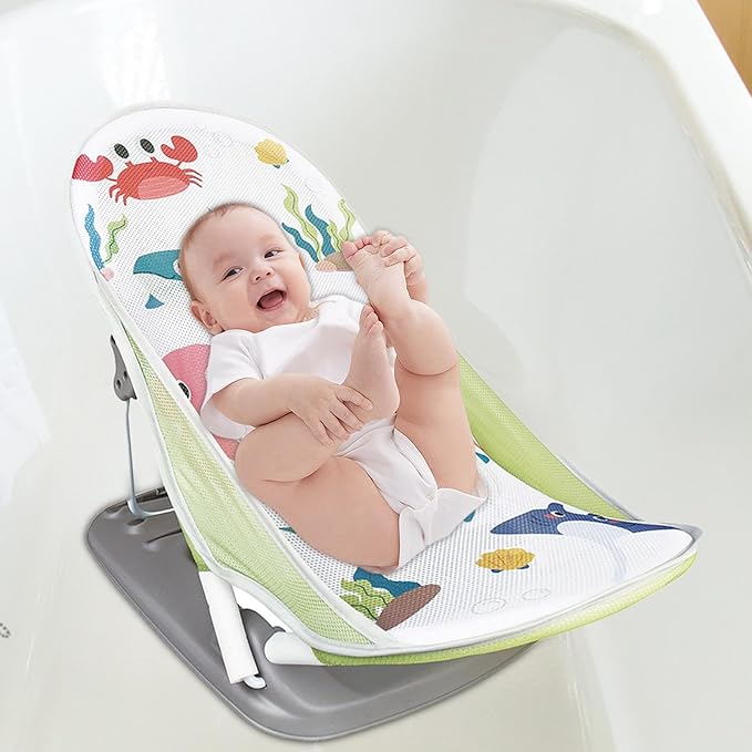 Generic Foldable Toddler Bather - Bathtub Foldable Toddler Bath Bather Seat | Foldable Baby Bather with Bath Stand | Toddler Folding Shower Rack for Bathtub Counter Sink Bathroom