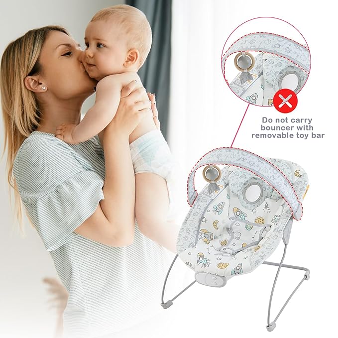 Baby Bouncer, Infants Bouncy Seat with Music and Vibrations,Portable Baby Rocker for Newborns Indoor Outdoor Use 0-6 Months Up to 20 lbs