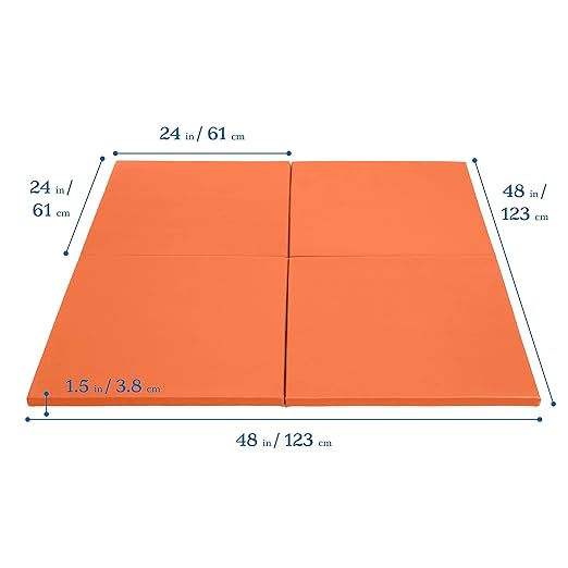 ECR4Kids SoftZone Play Patch Activity Mat Squares, Modular Playmat, Orange, 4-Pack