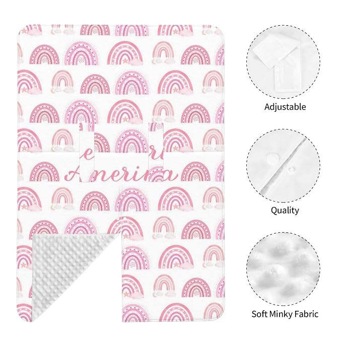 Personalized Rainbow Baby Car Seat Canopy for Girls, Custom Name Baby Carseats Cover, Multi-use Nursing Covers Breastfeeding Scarf for Infant Newborn, Strollers Carseat Canopies