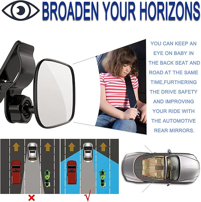 Baby Car Mirror - Adjustable Wide Angle Rearview for Infant Toddler Backseat Safety