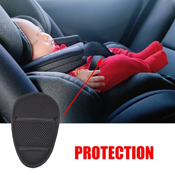 2 Pack Baby Stroller Crotch Pads, Baby Seat Stroller Strap Pads, Baby Stroller Chest Harness Crotch Cushion, Pushchair Seat Chest Harness Crotch Covers for Kids/Child Seats (Black)