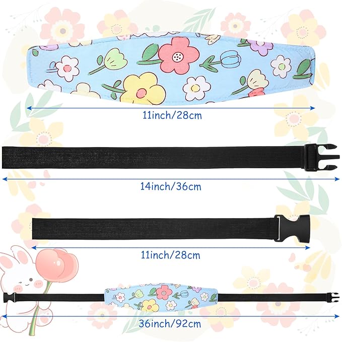 Hestya 2 Pieces Baby Car Seat Head Straps, Carseat Head Support for Toddler Holder Band Headrest, Stroller Sleeping Headrest Neck Relief for Kids Children Toddler Infant(Classic Flower)