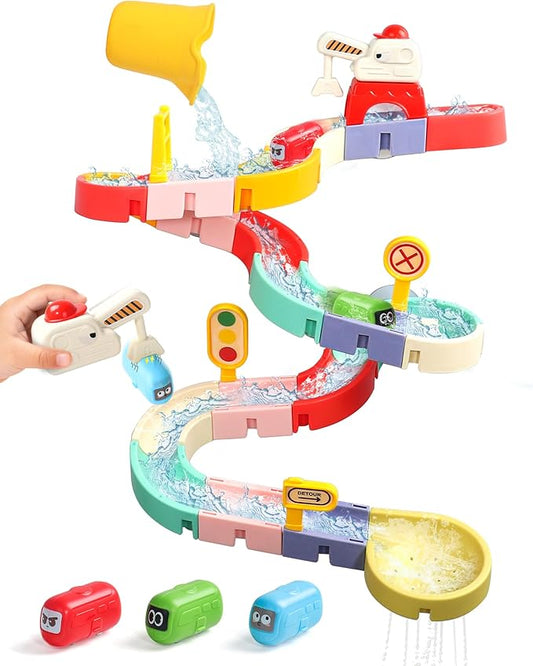 Fajiabao Bath Toys for Kids Ages 4-8 3-5 Toddler Bath Toys City Car Slide Fun DIY Bathtub Shower Birthday GITS for Kids 2-4 5 6 7 Year Old Boys Girls(Special Edition)