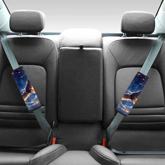 Car Seat Belt Pads Cover,Glowing Eagle Pattern Safety Shoulder Straps Pads Belt Strap Covers for Women Men Standard Size Car Interior Decor