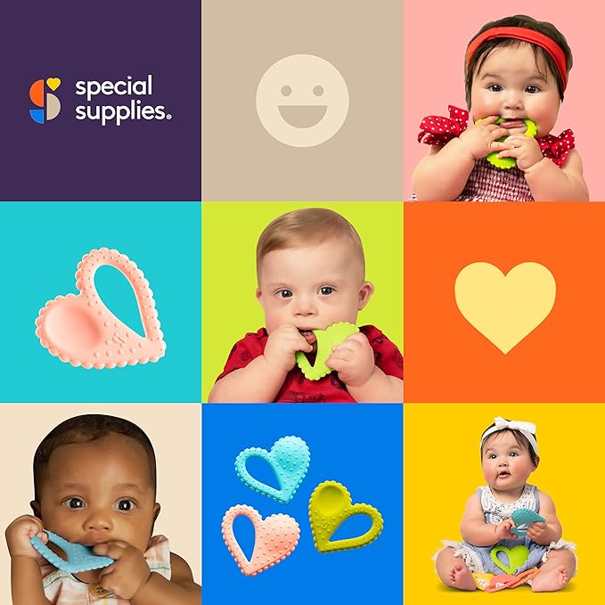 Special Supplies Teether Heart Spoon Oral Motor Therapy Tools, Textured Stimulation and Sensory Input Treatment for Babies and Toddlers, BPA Free Silicone, Dual Use Spoon Plus Teether