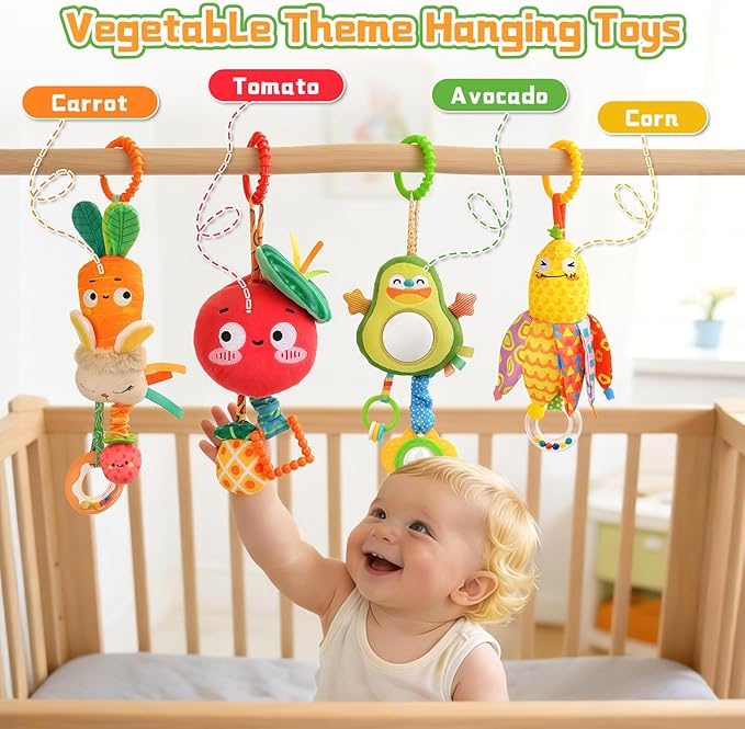 Baby Toys for 0 3 6 9 12 Months, Baby Hanging Toys, Car Seat Stroller Crib Gym Baby Rattle Toys with Teether for Newborn Infants Baby Boys Girls Gifts