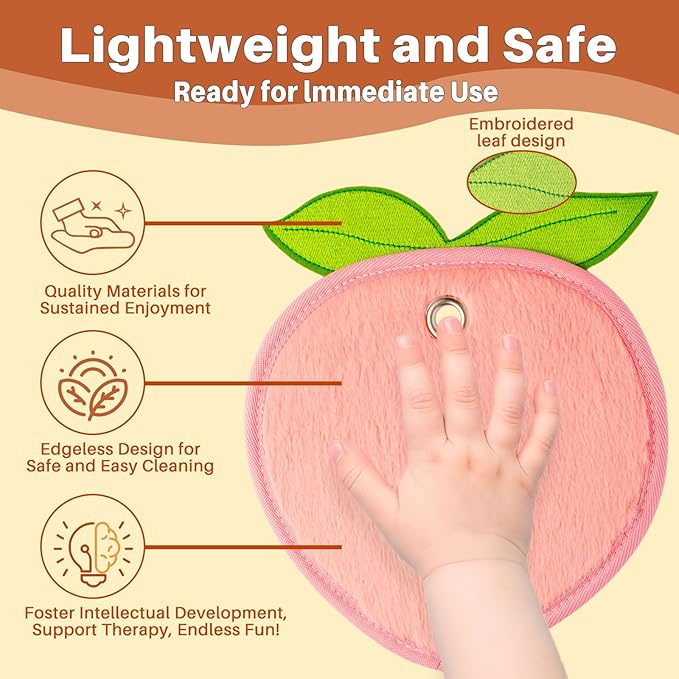 Sensory Mats, Fruit Shaped, Assorted Textured Sensory Tiles for Kids and Autistic Children, Sensory Toys for Tactile Play and Multi Sensory Exploration, Sensory Wall and Floor Panels, 10 Piece.