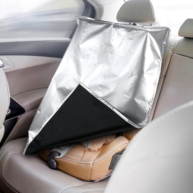2 Pcs Baby Car Seat Sun Shade Cover Infant Car Seats Heat Protector with 2 Car Window Sun Shades UV Protection Toddler Car Seat Cover Keep Toddler Baby Seat at a Cool Temperature for Travel