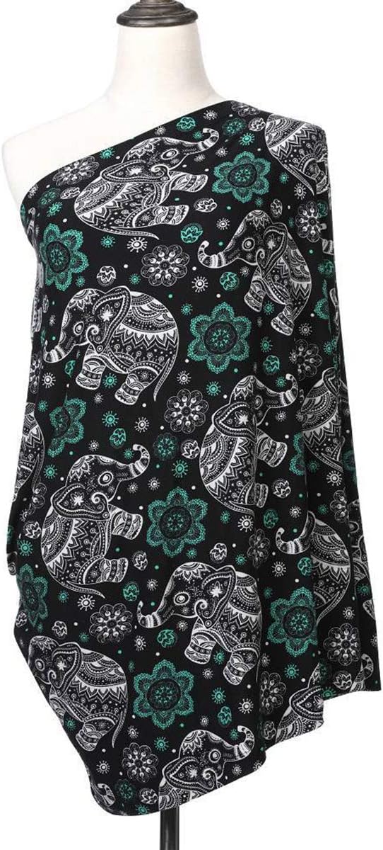 XNN Nursing Cover for Baby Breastfeeding - Car Seat Canopy,Shopping Cart, High Chair, Stroller - All-in-1 Soft Breathable Stretchy 95% Cotton Infinity Nursing Cover Up for Girls, Boys (Elephant)