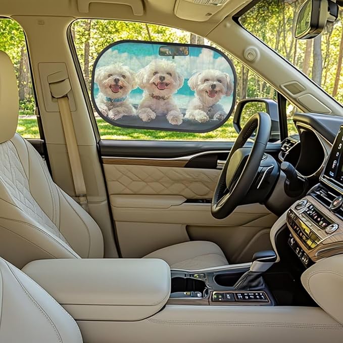 Bulopur 2 Pack Window Shades for Car UV Protection Breathable West Highland Terrier Car Seat Sun Protection Easy to Install Mesh Back Window Sun Shades Universal Fit Mesh Auto Windshield Shades
