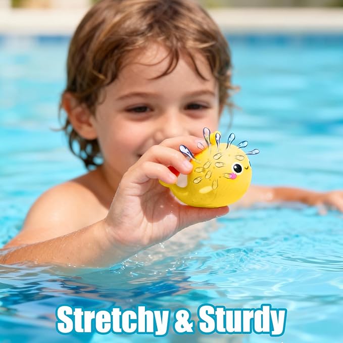 4 PCS Dolphins Water Balls, Sensory Stress Relief Floating Pool Toys for Kids, Water Splash Balls Toddler Swim & Bath Toys, Christmas Goodie Bag Fillers for Babies