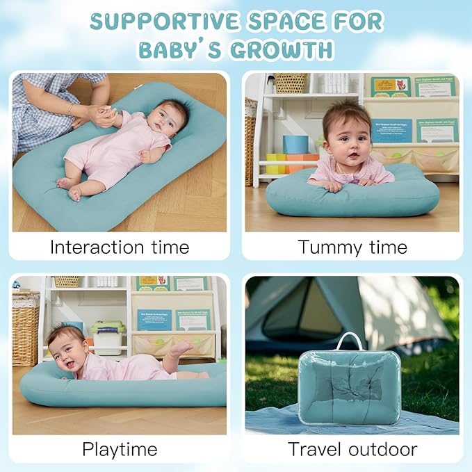 Baby Lounger for Newborn, Bionic Design Baby Lounger, Soft Organic Cotton Breathable Lounger for Infants 0-18 Months (Dark Green)