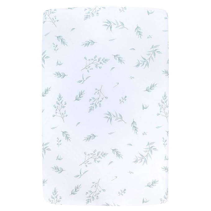 Jersey Cotton Pack N Play Sheet 1 Pack Green Fern Print, Sage