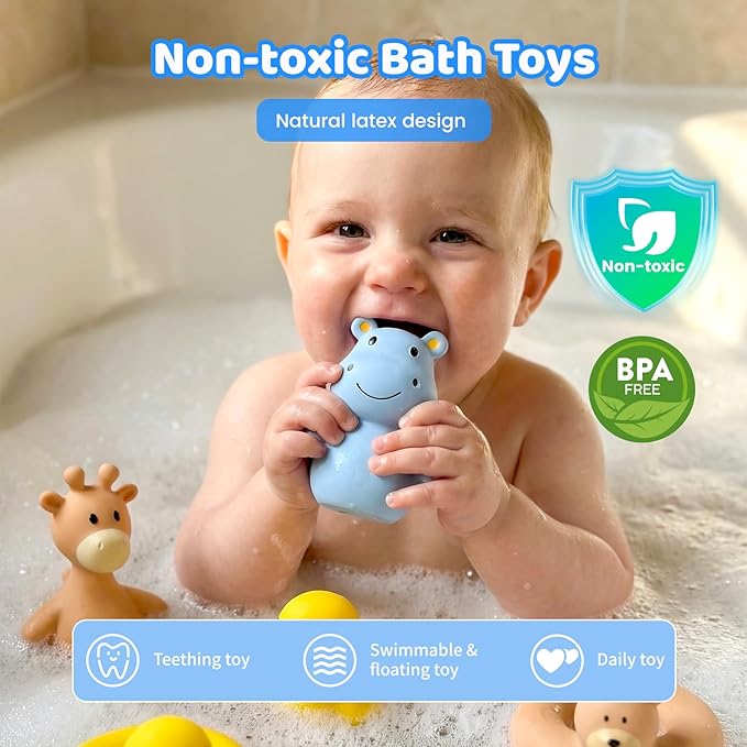 Tiny Marvels Baby Bath Toys for 6 Months & Up, Mold Free No Hole Bath Toys, BPA Free Floating Toddler Bath Toys, Safe Kids Bath Toys for Tub & Pool