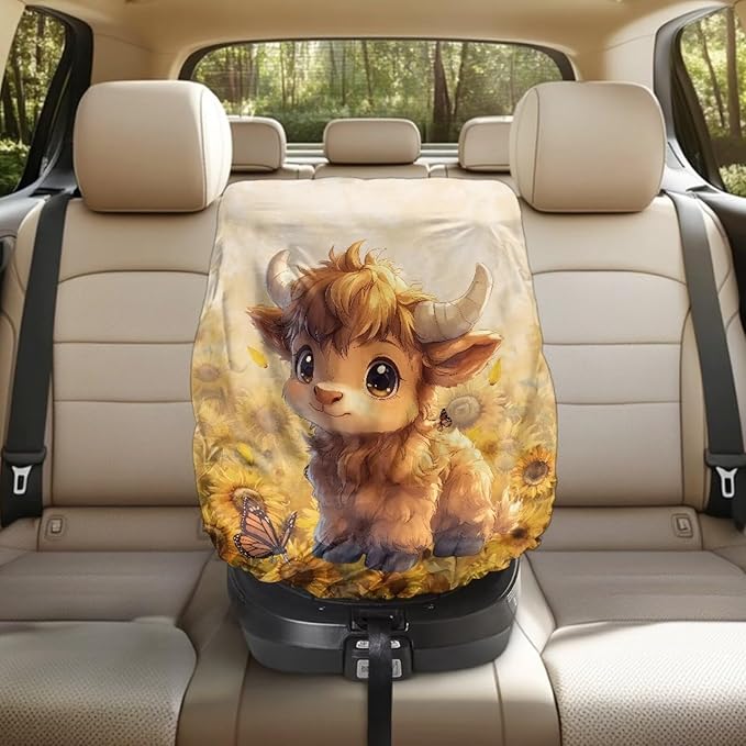 XYZCANDO Highland Cow Baby Car Seat Cover for Travel Cute Carseat Covers Baby Washable Infant Car Seat Protector Replacement Car Seat Sun Cover for Baby Soft Baby Travel Accessories