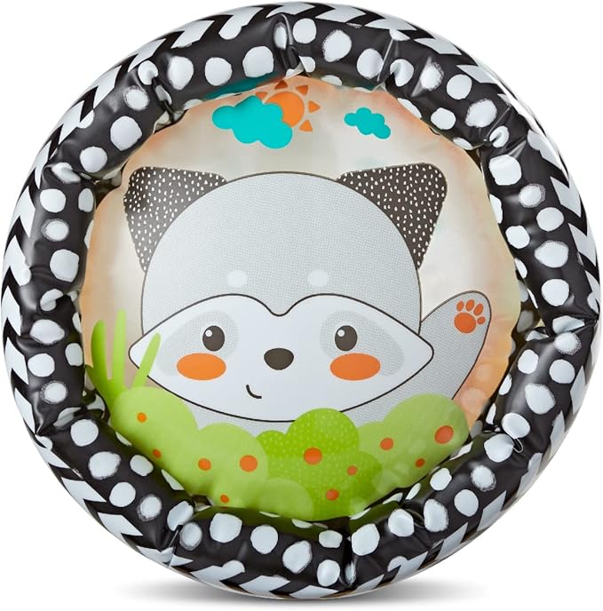 Infantino Jungle Peek & Roll - Encourages Crawling, Inflatable Activity Toy with Bouncing Balls Inside, Fun & Friendly Animal Characters, Helps Gross Motor Skill Development, for Babies 6M+