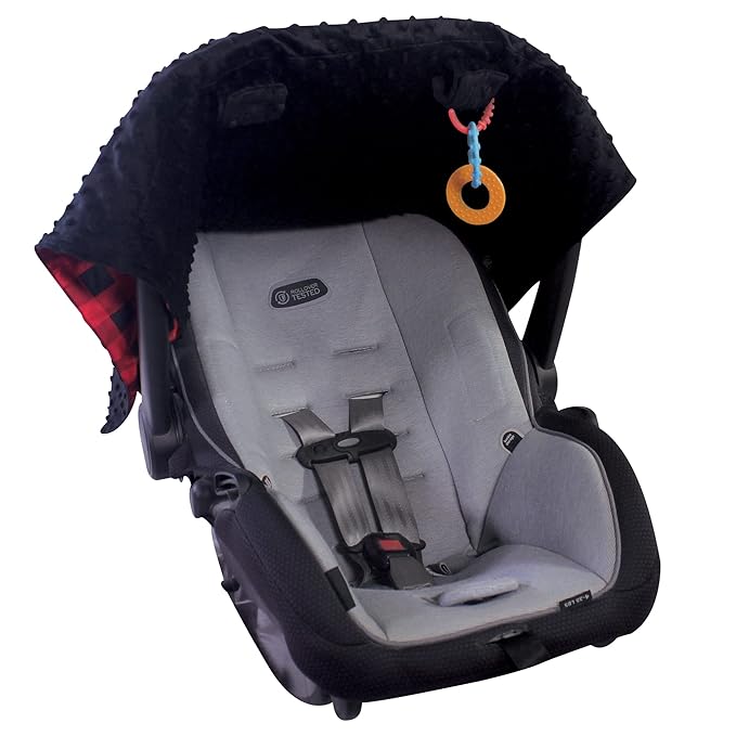 Hudson Baby Unisex Baby Reversible Car Seat and Stroller Canopy, Buffalo Plaid, One Size (Pack of 2)