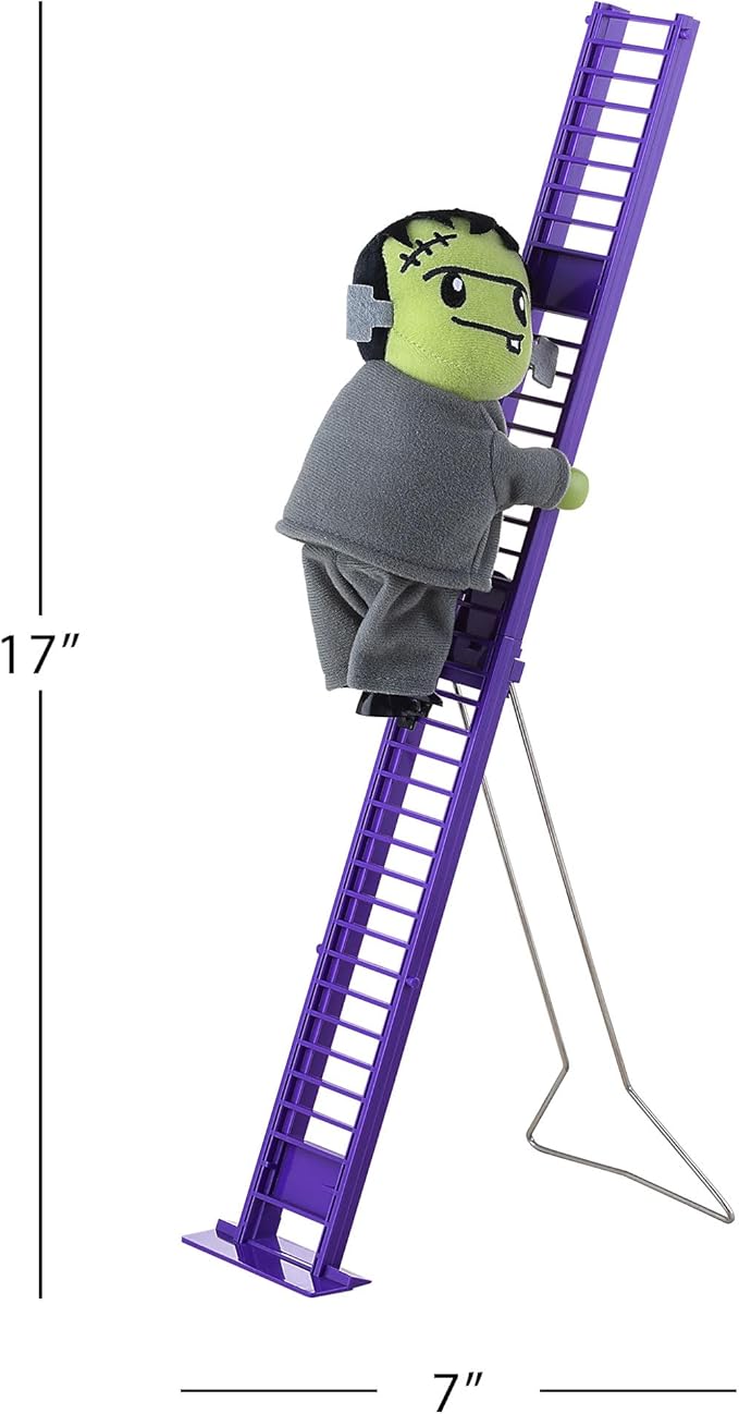 Mr. Halloween Miniature Super Climber Musical Animated Indoor Halloween Decoration, 17 Inches, Frankie