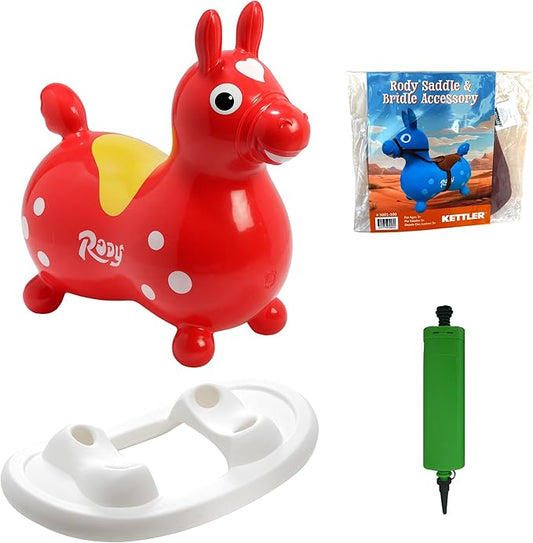 Gymnic Rody with Rocking Base and Saddle (Red Rody & Rocking Base with Saddle)