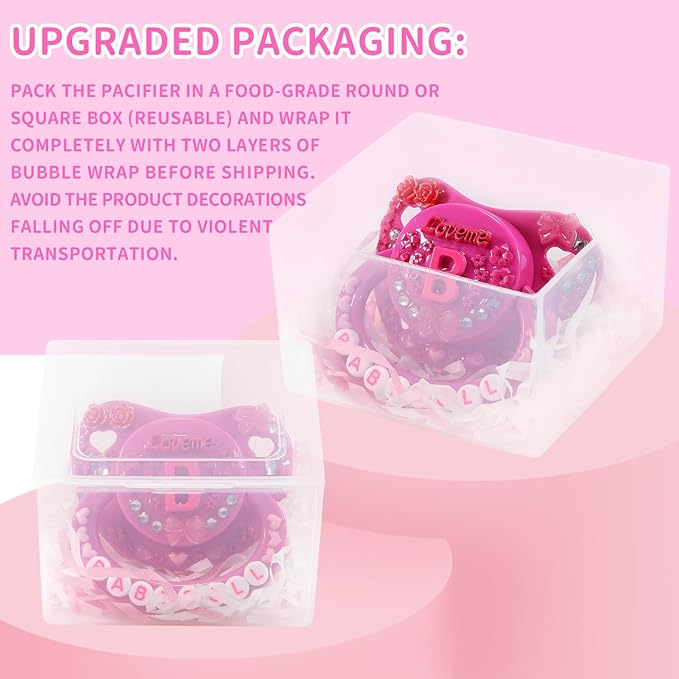 CutiePlusU Adult Sized Pacifier Dummy Big Shield DIY Handmade- DarkPink