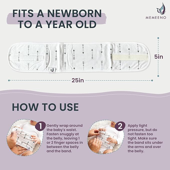 MEMEENO Baby Belly Band for Gas & Colic Relief - Heated Tummy Wrap for Infants, Colic Relief for Newborns