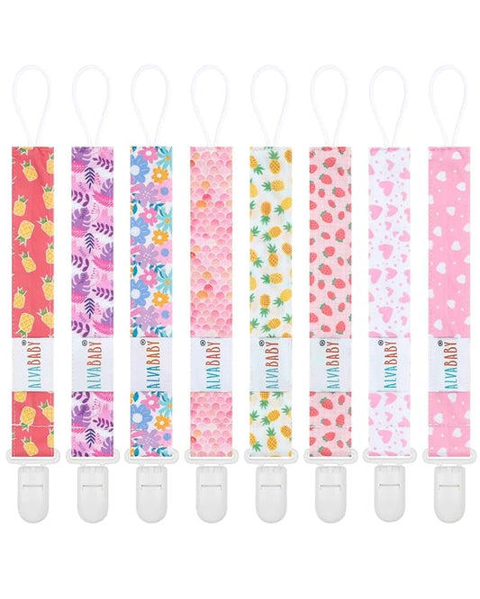 ALVABABY Pacifier Clips 8 Pack Pacifier Binky Paci Holder Leashes for Teethers 8DP22A