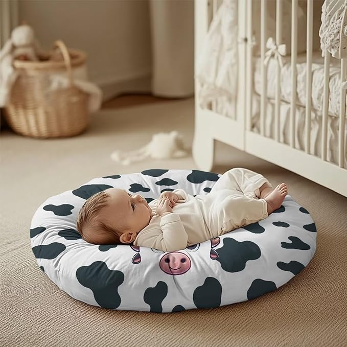 Classic Cowhide Print Baby Lounger Cover Removable Cover Ultra Soft Comfortable Lounger Slipcover Protector Cover for Infant Lounger Pillow Breathable and Reusable