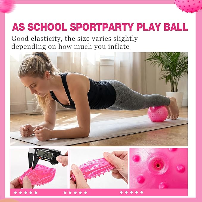 Jerify Knobby Balls Bouncy Spiky Sensory Ball Bulk Soft Inflatable Massage Stress Plastic Toy for School Party Play Indoor Outdoor