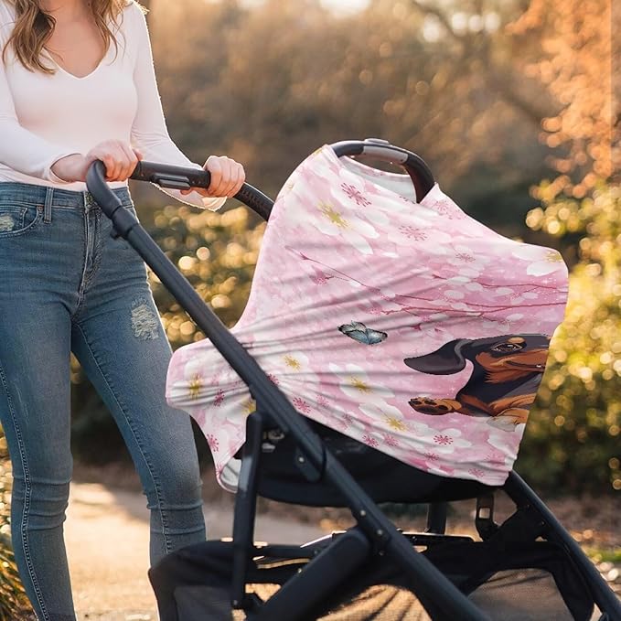 AFPANQZ Dachshund Nursing Covers for Newborns Baby Car Seat Covers for Baby Girls, All Season Baby Carseat Canopy Cover Ups Breastfeeding Scarves Breathable Baby Shower Scarf