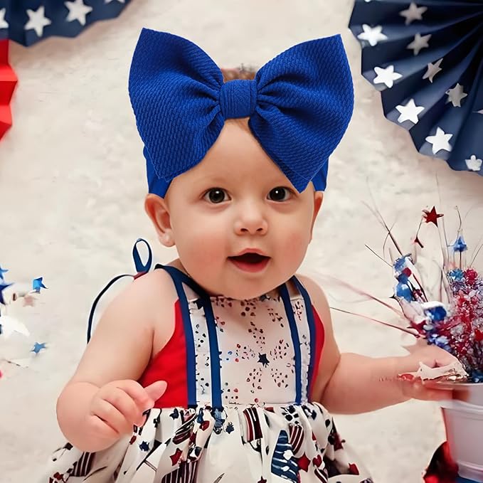 4th of July Bows for Girls Infant Headbands Big Bows for Baby Fourth of July Headband Patriotic Baby Bows 0-6 Months Hair Accessories Flag