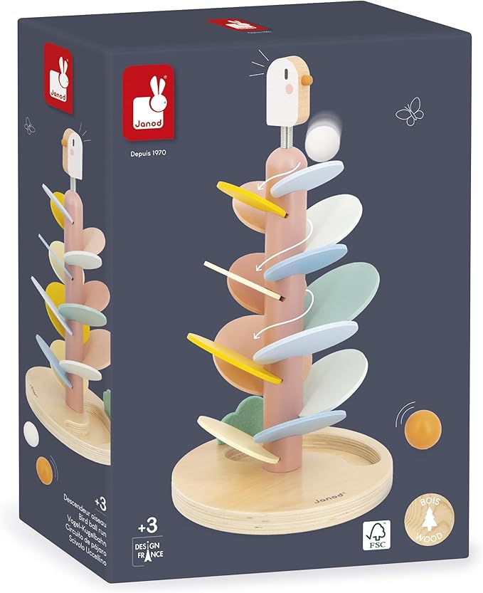 Janod - Wooden Descender Slide to Assemble - Child Playtime - Develops Fine Motor Skills - Educational and Decorative - Encourages Learning