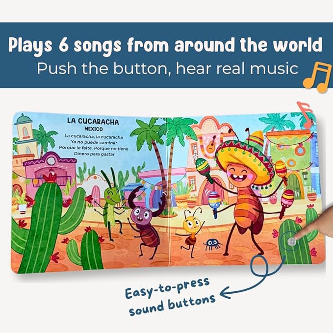 I Discover World Music – Sound Book for Babies & Toddlers | 6 Global Songs from Around The World | Interactive Board Book with Music | Ages 0–4 | Pirouette Kids