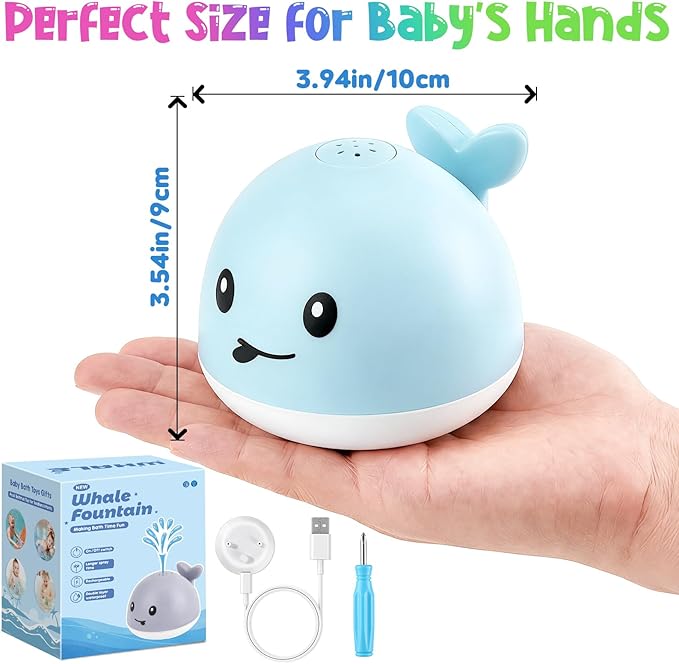 Gigilli Baby Bath Toys, Light Up Whale Sprinkler Bath Toys for Kids Ages 1-3, Pool Water Table Bathtub Fountain Toy for Toddler 6-12 Months, Easter Basket Stuffers Birthday 1 Year Old Boys Girls Gifts